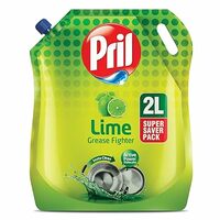 Pril Lime Liquid Dishwash Gel - 2 Litre Pouch | Dish Cleaning Liquid Gel with German Technology - Active Power Molecules Leaves No Residue, Grease Cleaner For All Types of Utensils
