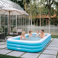 TrustBasket 10ft Inflatable Swimming Pool for Adults & Kids| Fits 6 People | Includes Two Way Electric Pump | Durable 7P Free PVC | 3 mins Quick Setup | | Family Pool | Bath Tub | Pool for Kids
