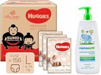 Huggies Premium Soft Pants Sumo Monthly pack, Large size Diaper Pants, 156 Count & Mamaearth Gentle Cleansing Natural Baby Shampoo, 400ml (White)