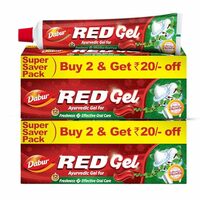 Dabur Red Gel Ayurvedic Toothpaste - 600g (150g x 4) | Reduction in Bad Breath, Plaque & Gingivitis | Freshness with Protection | For Healthy Gums & Effective Dental Care