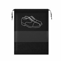 XML Shoe Bag Pouch Cover for Travel Gym Storage Organizer Accessories Non-Woven for Men & Women Multipurpose Travelling Essentials-(Pack OF-2/BLACK)