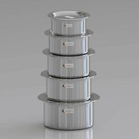 Multipurpose Plain Tope with Stainless Steel Lid – Durable and Elegant Induction Bottom Cookware Set (Stainless Steel, 5 - Piece)