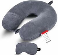 Polyester Fibre Alphanumeric Travel Pillow Pack of 2 (GREY)