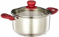 Solimo Stainless Steel Casserole with Glass Lid | Impact-Forged Bottom | Soft-Touch Handle