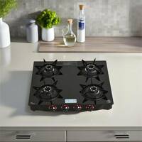 CELLO Hexa Manual Ignition Black Aluminium Alloy Burner Toughened Glass Iron Manual Gas Stove  (4 Burners)