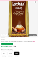 @134 (87% off) Levista Strong Chocory Mix 60:40 Instant Coffee 200gm on Flipkart
Available Gurgaon check yours