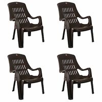 Cello Comfort Sit Set of 4 Chairs (Ice Brown) | Strong and Durable | Easy to Clean | Chair for Living Room, Bed Room, Kitchen, Office Room, Outdoor | 3 Years Warranty