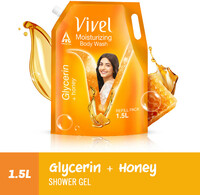 (liveshop+)Vivel Glycerin & Honey Body Wash Shower Gel, for Soft, Glowing & Moisturized Skin  (1500 ml)