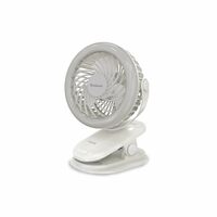 Goldmedal I-Lux 100 mm Portable Desk Mounted Clip Fan| Multi-Clip Function| Type-C USB-Powered Rechargeable Battery with 6-7 Hours Backup| Bright Light | Personal Fan for Home & Office (White)
