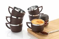 Tea & Coffee Cup Set, Unbreakable with Insulated Steel(Pack of 2,Brown)