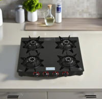 CELLO Hexa Manual Ignition Black Aluminium Alloy Burner Toughened Glass Iron Manual Gas Stove  (4 Burners)