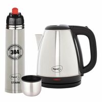 Pigeon 1.5 L Kettle With 1000 ml Stark Flask (Pack of 2, Silver, Steel)