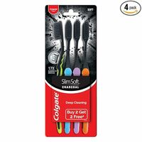 Colgate Slimsoft Charcoal Manual Toothbrush for Adults (Buy 2, Get 2) - 4 Pcs, 17X Slimmer Tip Bristles