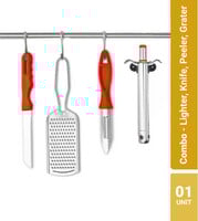 Flipkart SmartBuy Stainless Steel Kitchen Tool Set (Multicolor, Gas Lighter, Grater, Peeler, Knife)