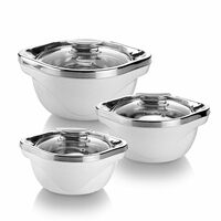 Signoraware Royal Bliss BPA Free Plastic Casserole Set| Inner Steel & Outer Plastic| Safe & Durable Gifting Set| Ideal for Storing Chapatti, Rice & Curries (1L+ 1.5L+ 2L| Set of 3| White)