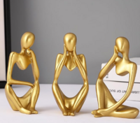 TIED RIBBONS Decorative Abstract Thinker Men Statue Set of 3 Modern Art Showpiece