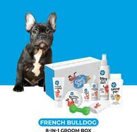 Captain Zack The French Bull Dog Groom Box – Ultimate 8-in-1, Head-to-Paw Groom-Kit for Your Dog- (Shampoo +Conditioner +Dry Shampoo +Paw Butter +Toy +Towel)- pH Neutral and Paraben Free Pet Spa Kit