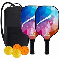 FIT Forge Pickleball Paddle Set – 2 Fiberglass Paddles, Pickleballs, Dual Paddle Cover Bag & Cushioned Comfort Grip – Durable Outdoor Game, Carb