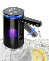Aluan Automatic Water Dispenser Pump for 20 Litre Bottle, Foldable Touch Control Watercan Dispenser Pump with Fingerprint Unlock & LED Display, Quantitative Electric Water Tap for Home & Office