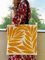 Buy StyleMyWay Yellow Floral Cotton Canvas Tote Bag 40 X 40 Cm - Handbags for Unisex 33696542 | Myntra