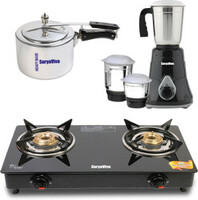 SURYAVIVA Photon 2B Combo Victo Mixer Grinder 750 Watt + Cooker 3 Ltr Glass Manual Gas Stove  (2 Burners)