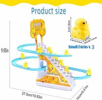 TEC TAVAKKAL Slide Toy Race Duck Track Set, Funny Automatic Stair-Climbing Ducklings Cartoon Roller Coaster Escalator Toy with Flashing Lights & Music
