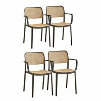 INNOWIN Mirra Chair for Cafeteria | Arm Chair | Accent Chair for Living Room Home, Bedroom, Cafe and Hotels | One Year Warranty | Set of 4 | Plastic | Black
