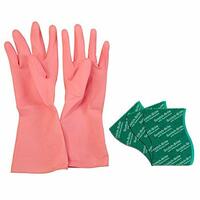 Scotch-Brite Kitchen Gloves medium pair (1 unit) & Scotch-Brite Silver sparks scrub pad for dishwashing (3 units)