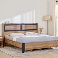 Home Centre Helios Amberly King Bed |Engineered Wood King Bed| (Brown) |1 Year Warranty
