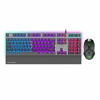 Ant Esports KM540 Gaming Keyboard and Mouse Combo,Rainbow Backlit LED Wired Keyboard with Wrist Rest,Programmable 7D OpticalMouse, 3600 DPI, Spill-Resistant, USB Plug & Play for PC, Laptop,Mac – Black