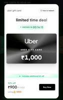 Uber Gift Card Voucher at 10% Discount on Cred