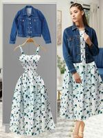Women Fit and Flare Dark Blue, White, Blue Dress on Flipkart