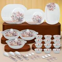 Sigri-wala Pack of 40 Melamin Dinner set Dinner Set  (Beige, White)