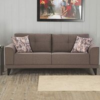 Home Centre Rother Fabric Three-Seater Sofa - 198 cm, Brown