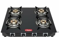 Khaitan Tempered Glass 4 Burner Premium Black Toughened Lpg Gas Cooktop
