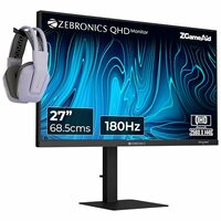 Zebronics 27" QHD Bezel-Less Gaming Monitor, 180Hz Refresh Rate, 1ms MPRT, Fast IPS, 300 Nits, 100% sRGB, 1.07B Colors, Height, Pivot, Tilt, Swivel Adjustment, 2 x HDMI & DP, Reading Lamp (S27A)
