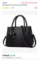 plama black pu for women hand held bag -jiomart