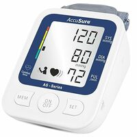 AccuSure AS Series Automatic and Advance Feature Arm Blood Pressure Monitoring System, White