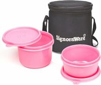 Signoraware Executive Small Lunch Box with Bag, 15cm, Pink