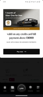 cread free uber one membership on 1000 and above bill payment