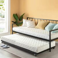 APRODZ Suniz Twin Size Metal Daybed with Trundle Bed, (Mattress Included-Metal - Black Powdercoated)