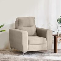 Home Centre 1 Seater Helios Vive Fabric Sofa| Fabric Sofa| (Beige) |1 Year Warranty