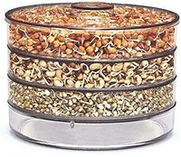 TEX-RO sprouts maker box with 4 Compartments for Multi Purpose Use - Plastic Grocery Container Sprouted Grains Seeds Dal Channa Chole Ragi Organic Sprouting Jar (500ml,4-Layer)