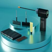 GoMechanic Wireless Tyre Inflator for Car & Bike |150 PSI|2x2000 mAh Rechargeable Battery |Digital Display | LED Light, Type-C Port | With Puncture RepairKit & Multiple Nozzles | Tyre Pressure Monitor