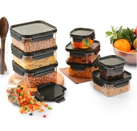 CELLO Modulock Storage Container Set of 9 Plastic Food Grade, Air Tight, Stackable, Transparent, (260ml, 600ml, 1000ml x 3 Each), Kitchen Fridge Container Box Sets, For Grains, Pulses, Spice & Cookies