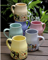Set of 6 Elephant Print Tea Cups