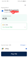 Credit card bill payment of Rs 80 with Rs 40 discount + Cashback
