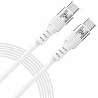 Zebronics Wattz 60CC2 Type-C to Type-C Soft Silicone Cable, PD 60W, 1 Meter, Durable, Charge & Sync, Rapid Charging, For Laptops, Tablets, Mobiles (White)