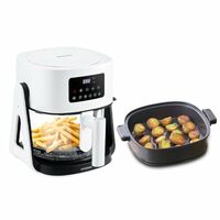 Acerpure Air Fryer | 100% Glass Bowl | 90% Less Oil | 5.5L Air Fryer + 2.5L Cooking Pot | Air Fry, Toast, Reheat, Grill, Cook | 360° TurboHeat Technology | Preset Modes | 1500 Watts | White