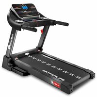 PowerMax Fitness TDM-97 4HP Manual Incline Motorized Foldable Treadmill with 12 preset Workouts, Max Speed 12kmph, Aux, Speaker|Cardio Machine for Max User 110Kg, Heart Rate Sensor, Black